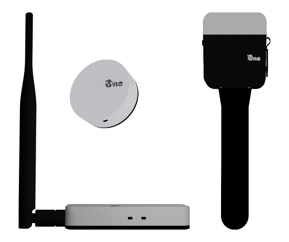 EarthOne sensor hardware — Hub, Soil Sensor, Climate Sensor